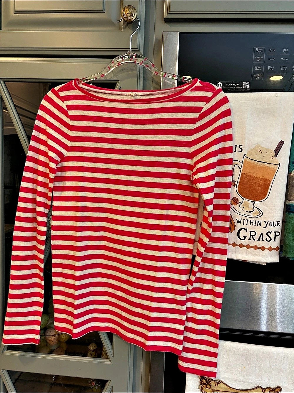 J.Crew Vintage Long-Sleeve Striped Boatneck Top Long Sleeve Cotton Tee XS NWOT